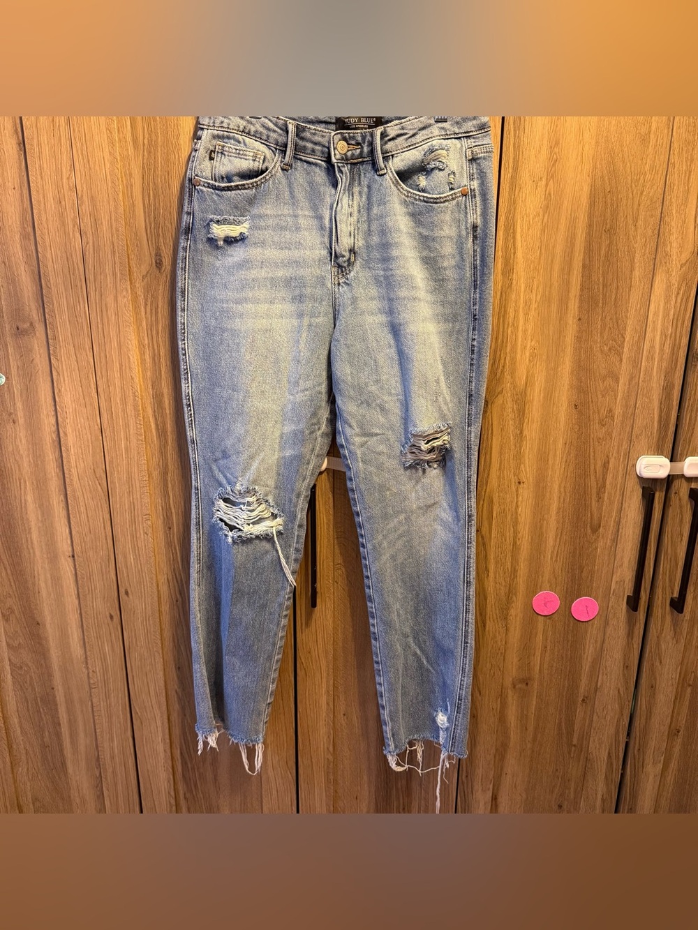 Judy Blue Straight Leg Rigid Magic Jeans Size 5/27 Distressed Raw Hem